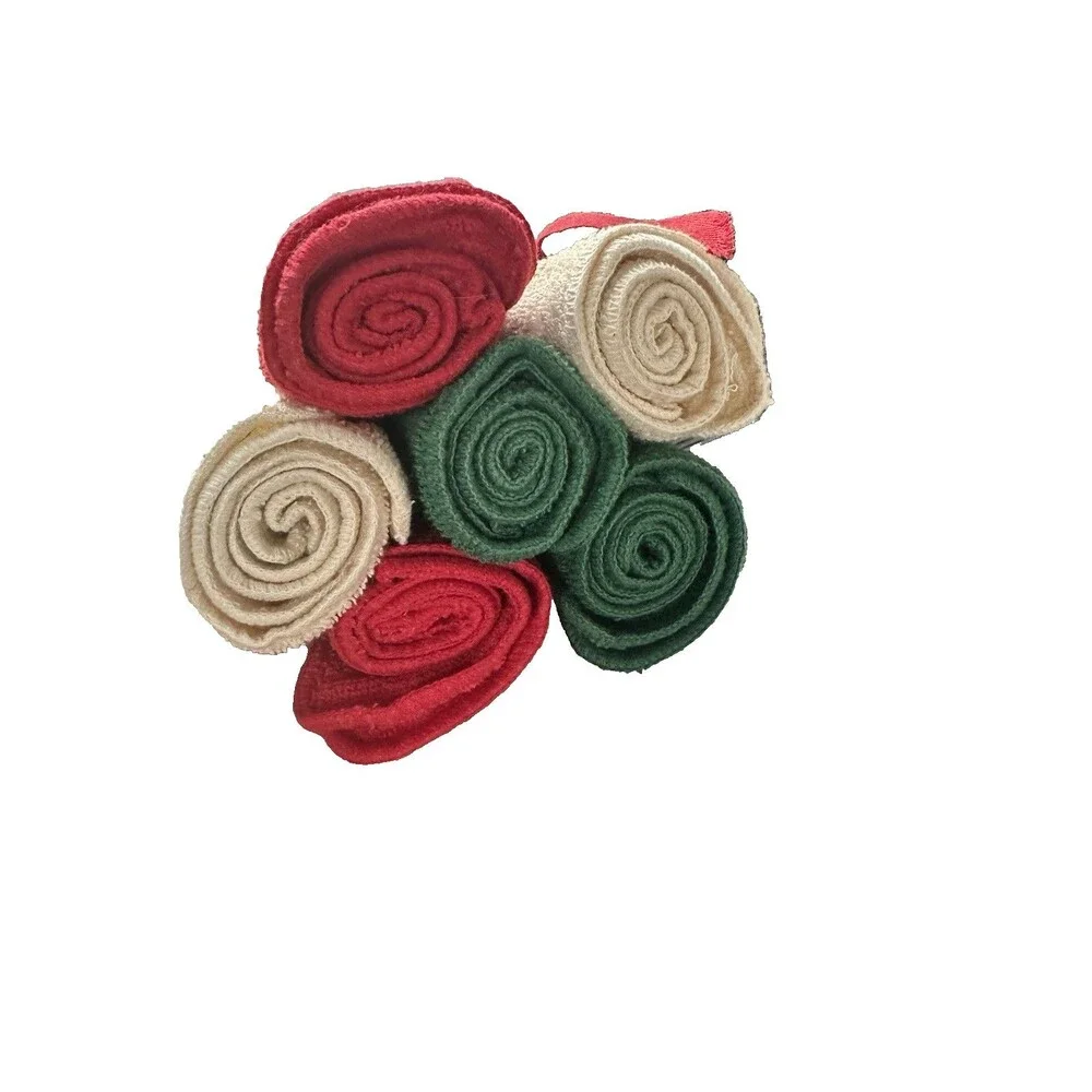 Vintage Bath Set of 6 Christmas Embroidery Multicolor Wash Cloths/Towels- New